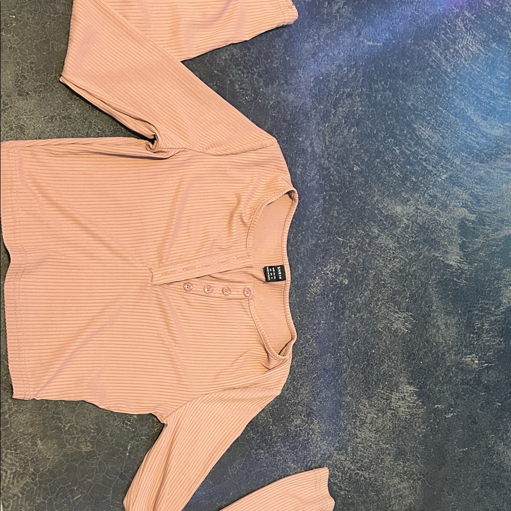 SHEIN Blush Buttoned Ribbed Top